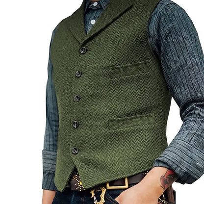 Chaleco Hombre Estilo Retro Corte Ajustado