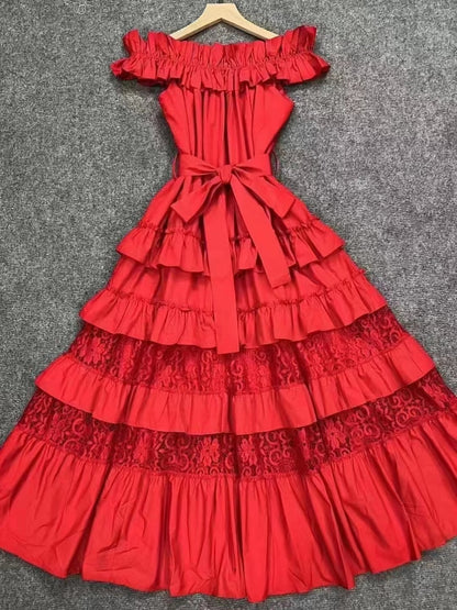 Vestido de Fiesta Largo con Encajes