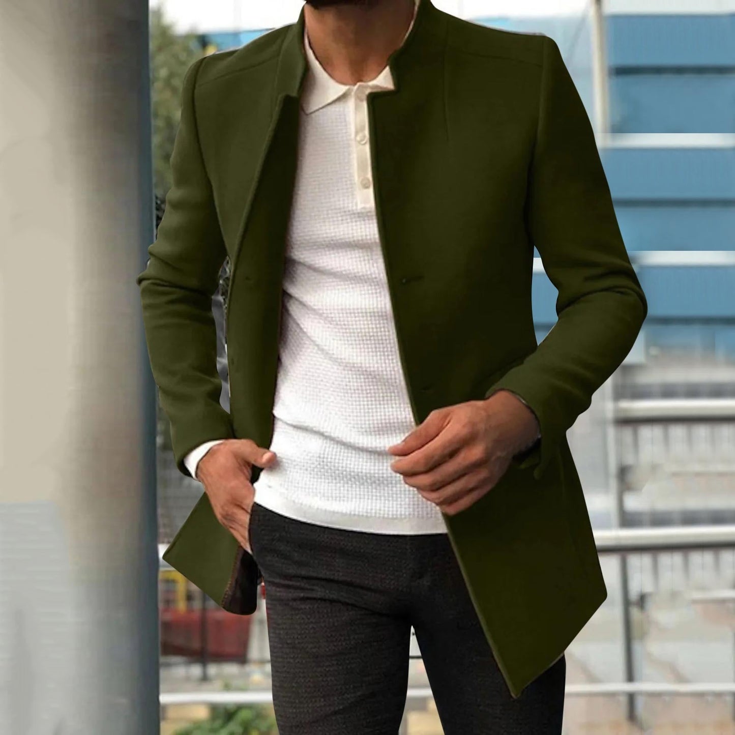 Abrigo Hombre Cuero Otoño Clásico