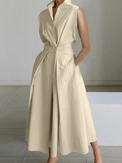 Vestido Algodón Clásico Cuello Blanco