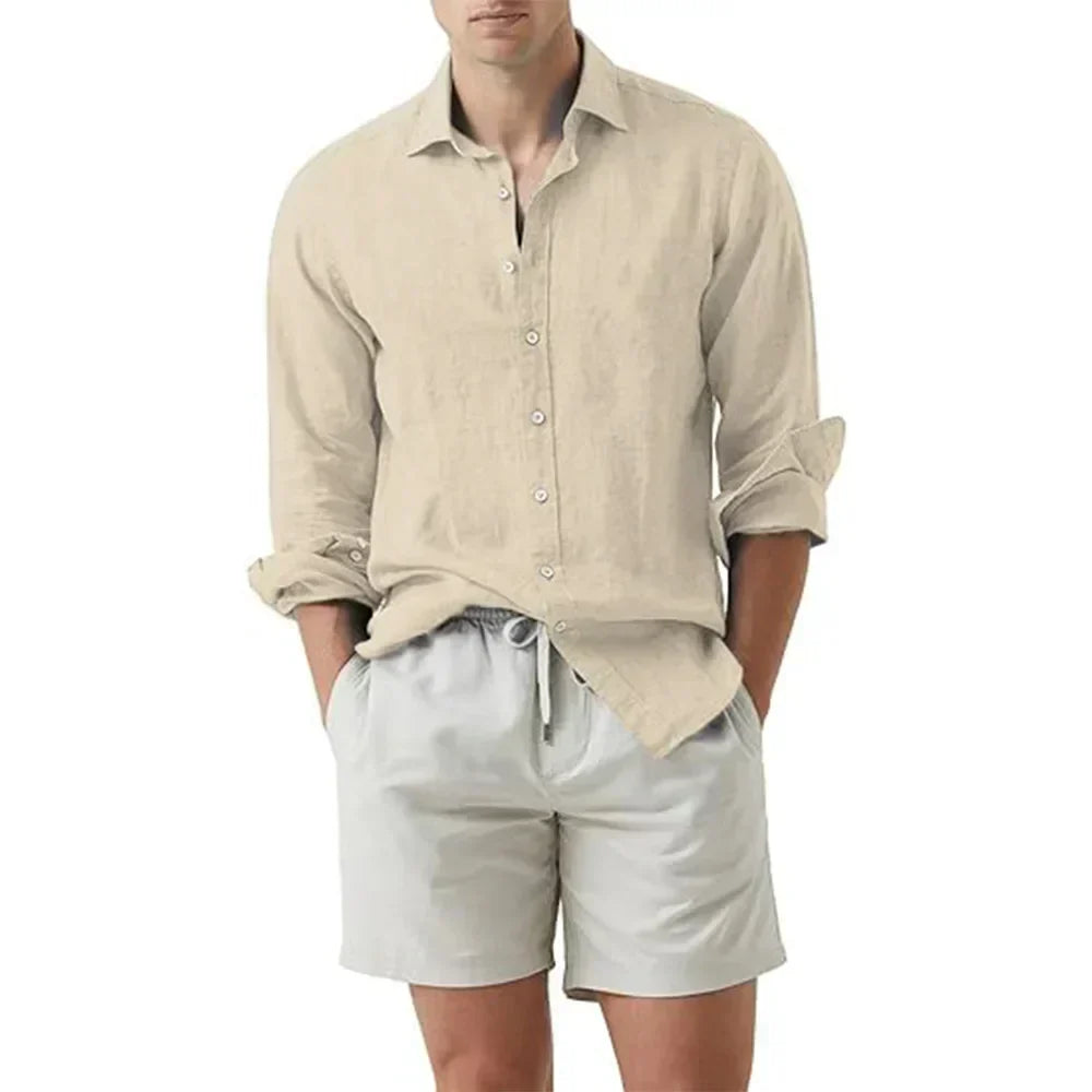 Camisa Hombre Lino Fresca Ligera