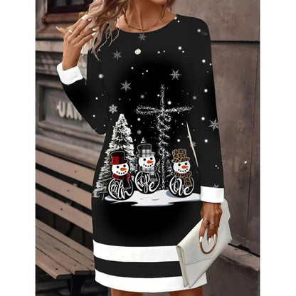 Vestido Navidad Mujer Estampado Invierno - Vestiria