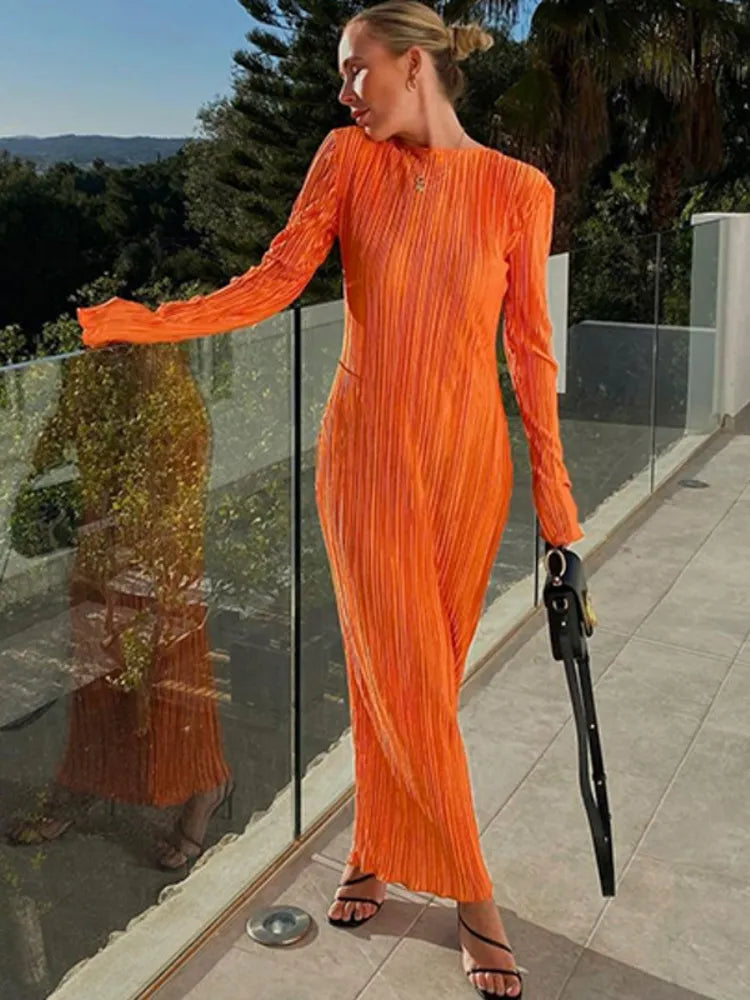 Vestido Largo Elegante Mangas Amplias - Vestiria