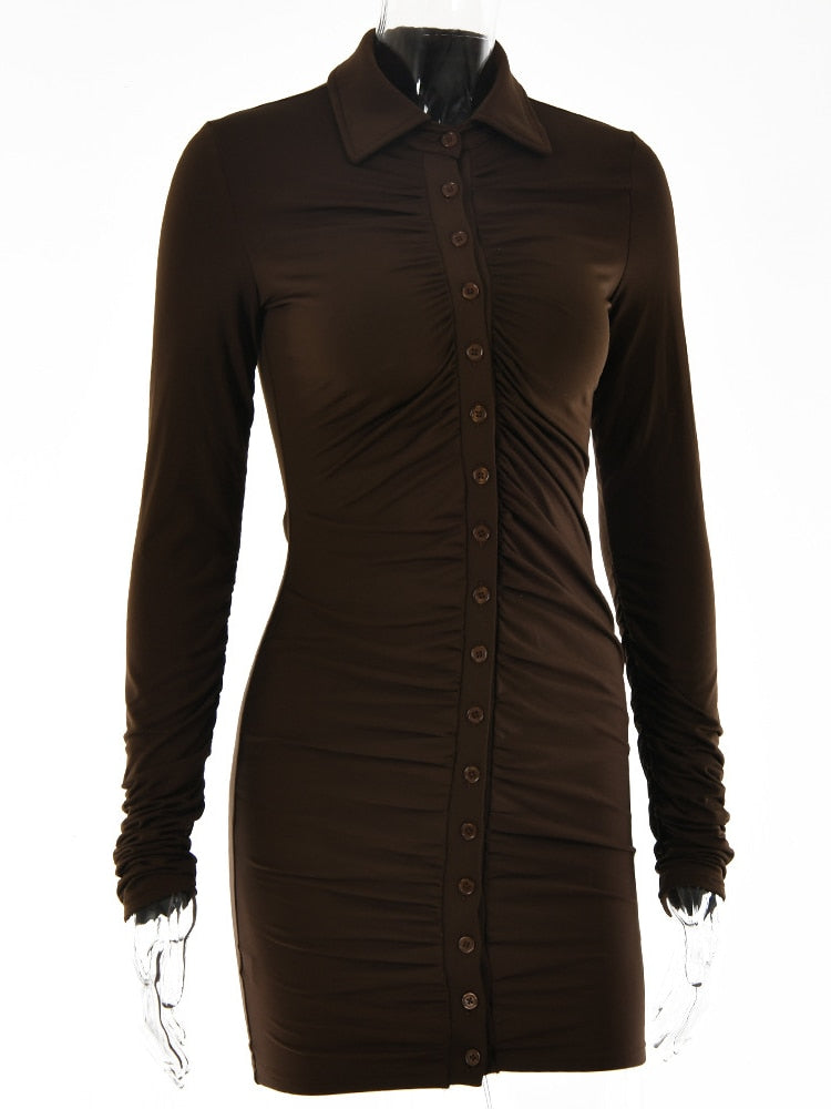 Vestido Cigarette con Cierre Botones Elegante