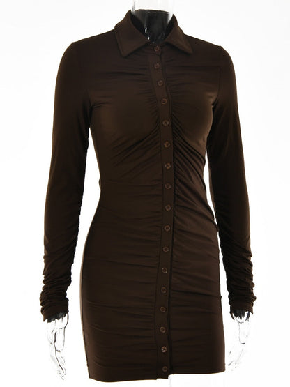 Vestido Cigarette con Cierre Botones Elegante
