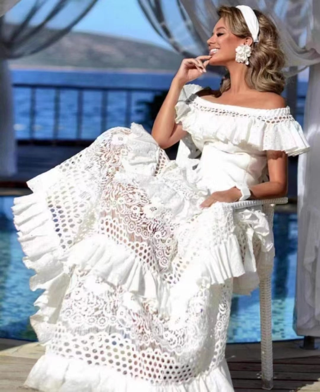 Vestido de Fiesta Largo con Encajes