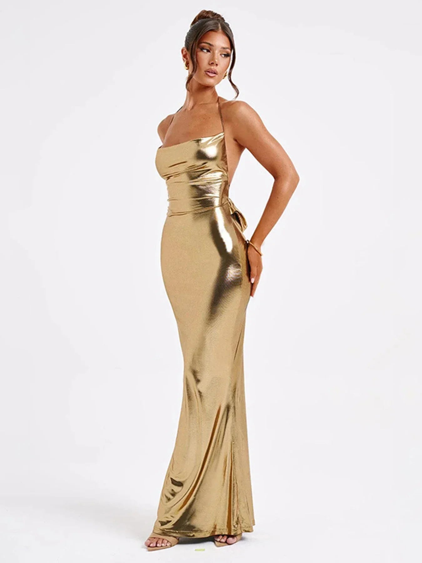 Vestido de Gala Espalda Abierta Femenino - Vestiria