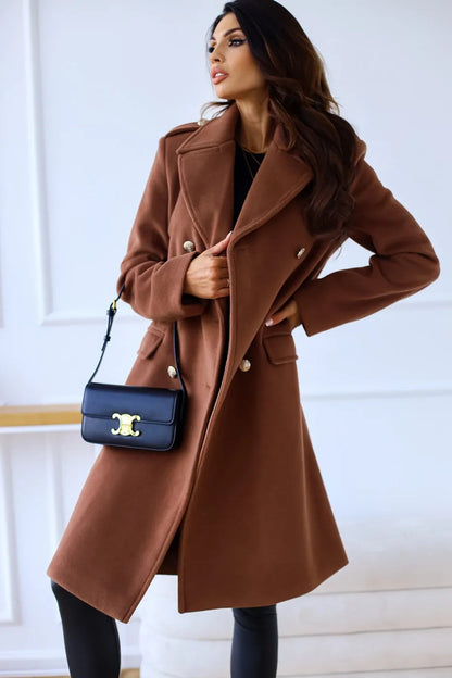 Abrigo Mujer Invierno Largo Cálido Doble Botón