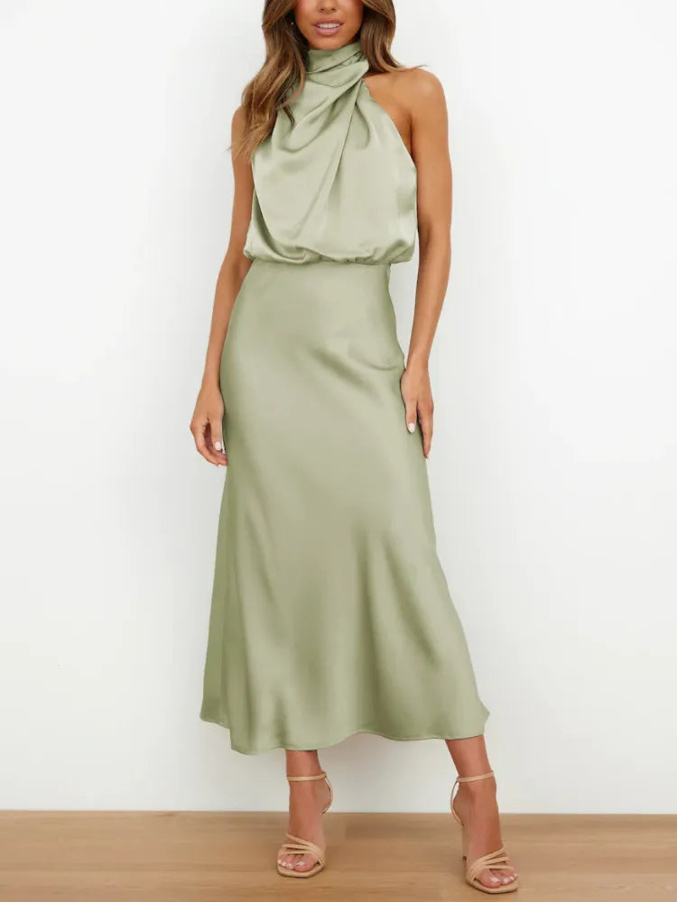 Vestido Noche Glamouroso Mujer Satén