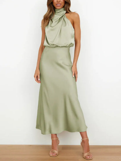 Vestido Noche Glamouroso Mujer Satén