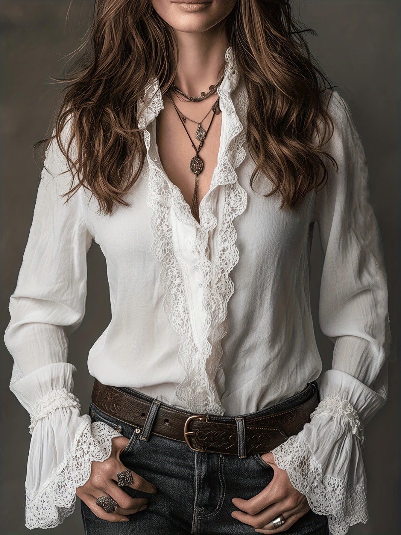 Blusa Mujer Encaje Florido Elegante - Vestiria