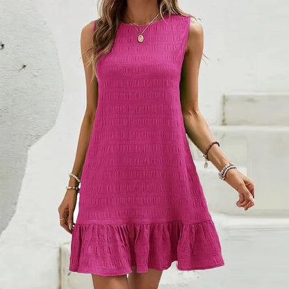 Vestido Corto Elegante Sin Mangas con Volante