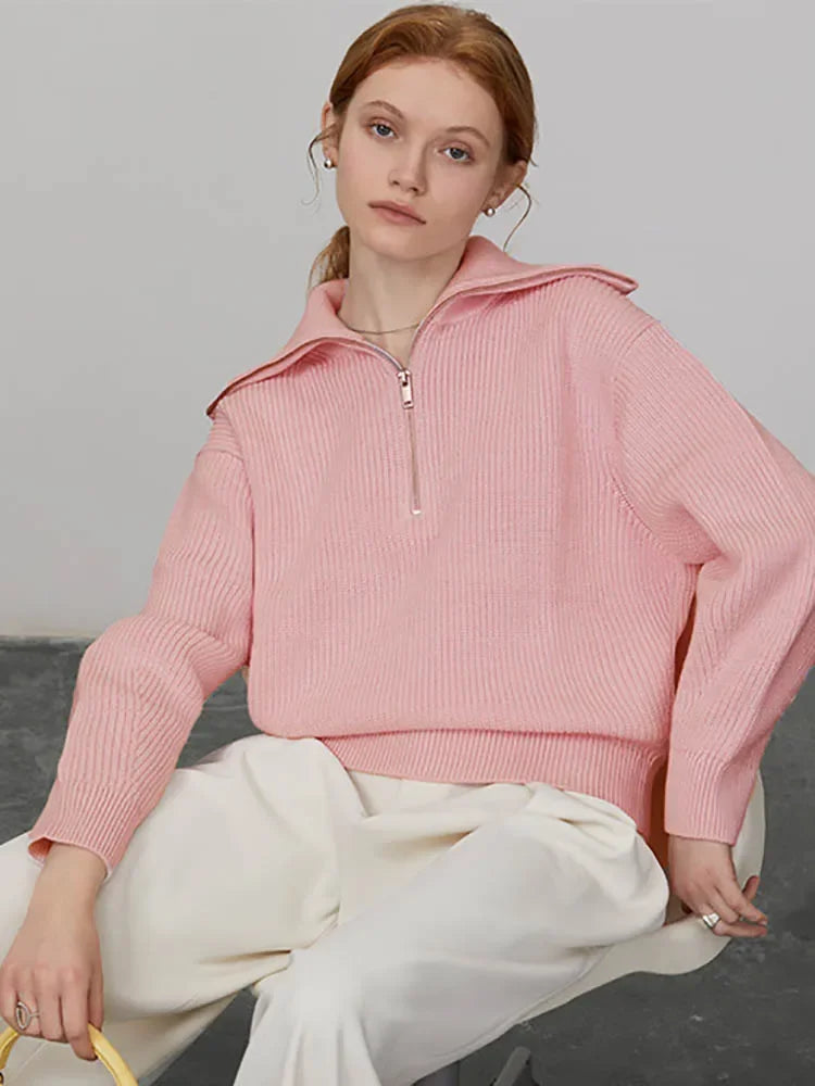 Jersey Cuello Alto Cremallera Mujer