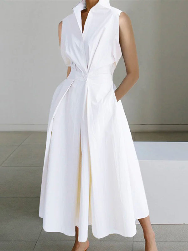 Vestido Algodón Clásico Cuello Blanco - Vestiria