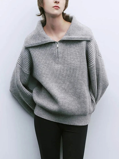Jersey Cuello Alto Cremallera Mujer