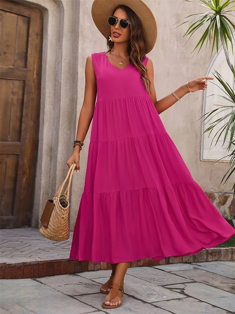 Vestido Verano Sin Mangas Escote V - Vestiria