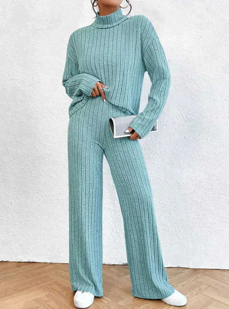 Pantalones y Jersey de Punto Cuello Alto Mujer