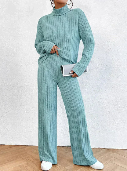 Pantalones y Jersey de Punto Cuello Alto Mujer