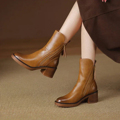 Botas Mujer Piel Sintética Cremallera Lateral