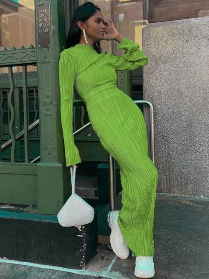 Vestido Mujer Midi Cónico Mangas Largas