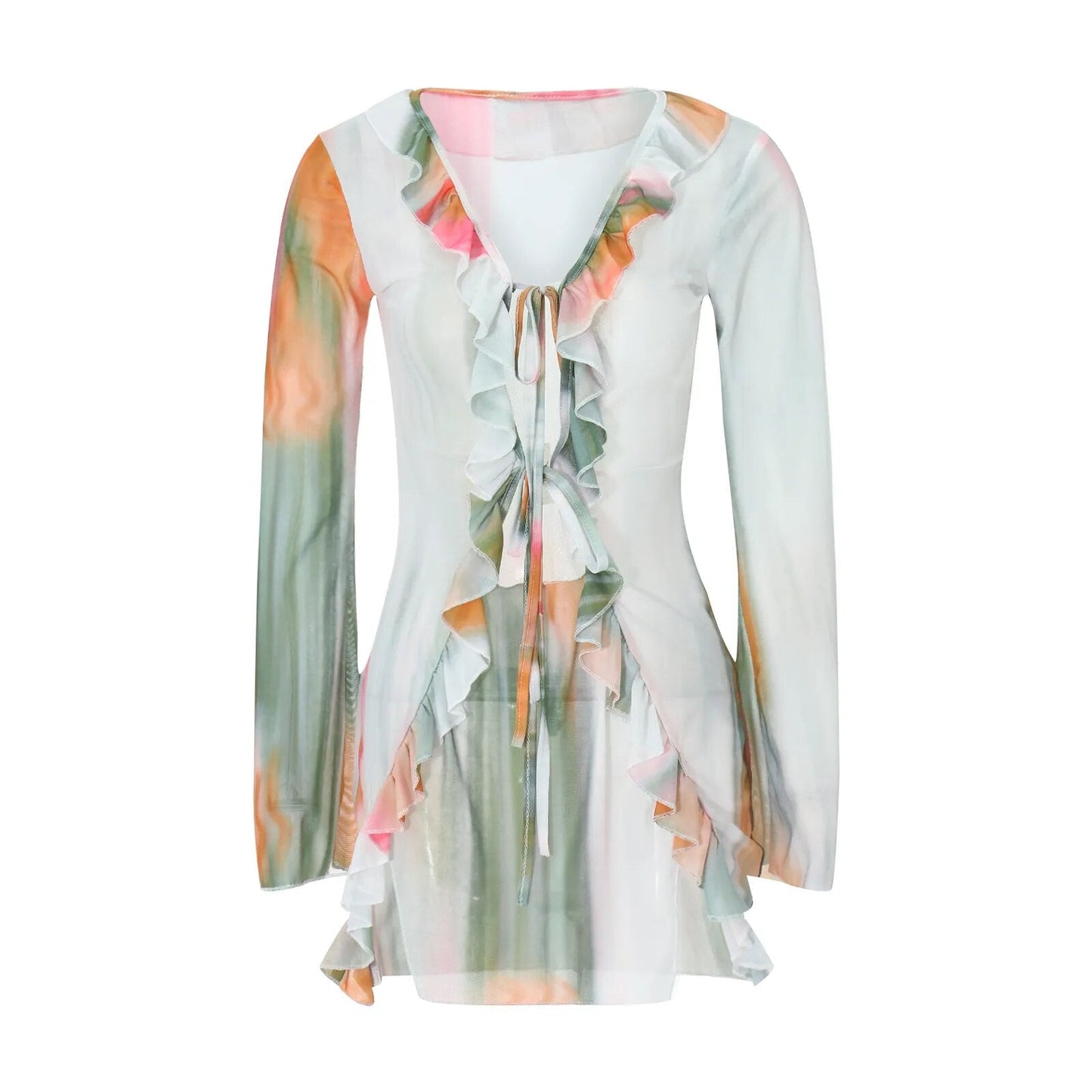 Vestido Corto Mujer Manga Larga Elegante