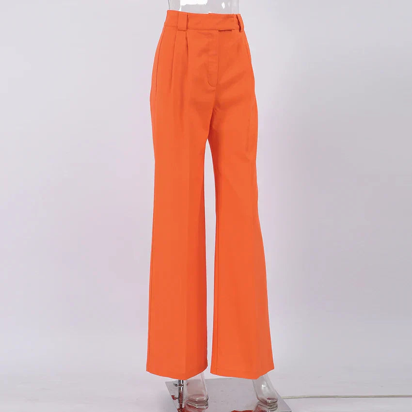 Pantalón Lino Naranja Mujer Verano - Vestiria