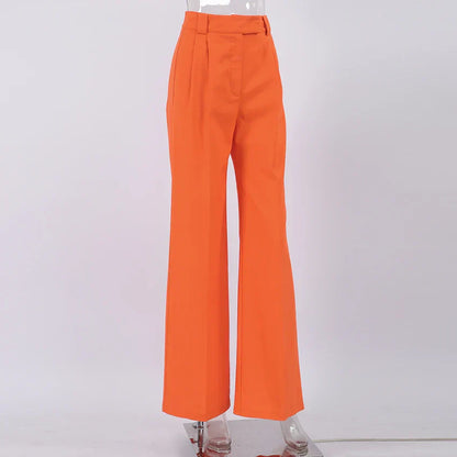 Pantalón Lino Naranja Mujer Verano - Vestiria