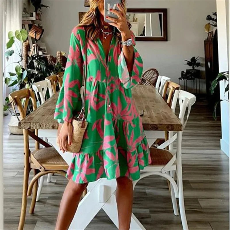 Vestido Midi Elegante con Mangas Amplias - Vestiria