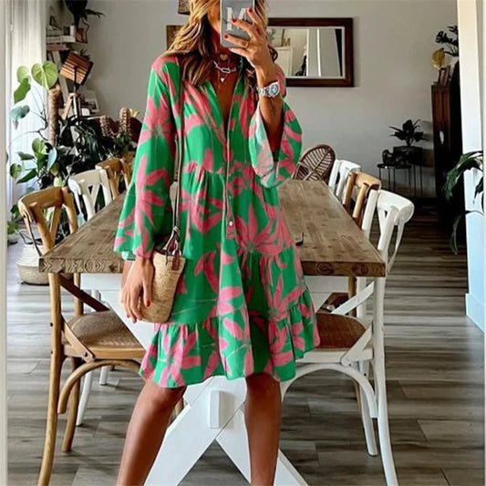 Vestido Midi Elegante con Mangas Amplias - Vestiria