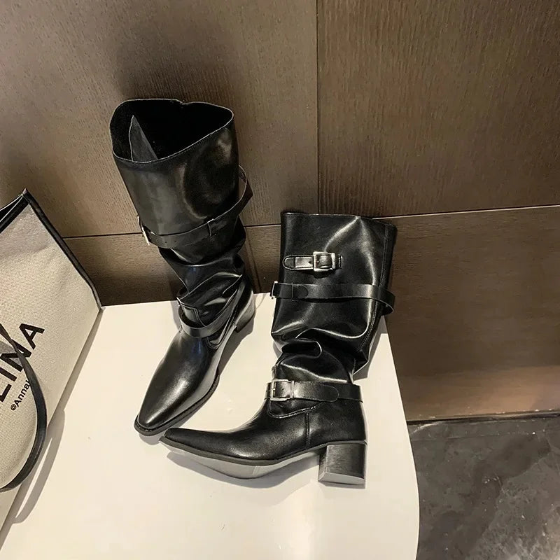 Botas Cuero Tobilleras Estilo Montaña