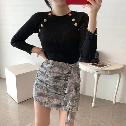 Jersey de punto con botones decorativos