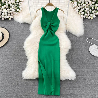 Vestido Mujer Semilargo con Escote