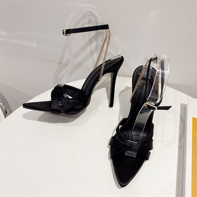 Sandalias Verano con Hebilla de Cadena металли Moderna - Vestiria