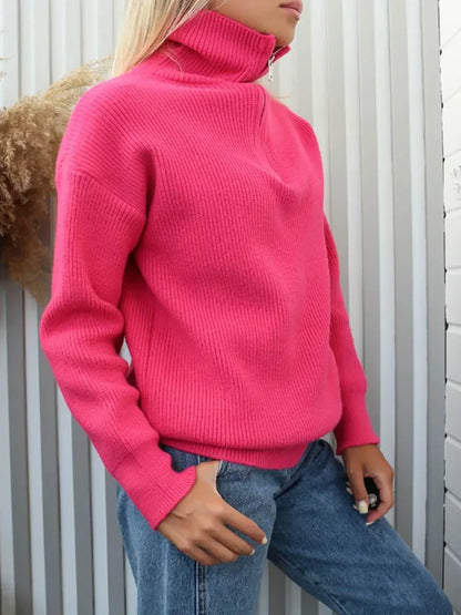 Jersey Cuello Alto Cremallera Mujer