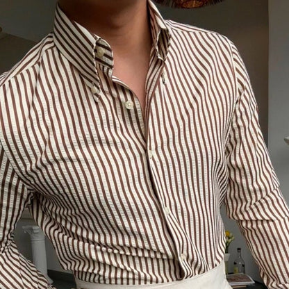 Camisa Hombre Estilo Clásico a Rayas