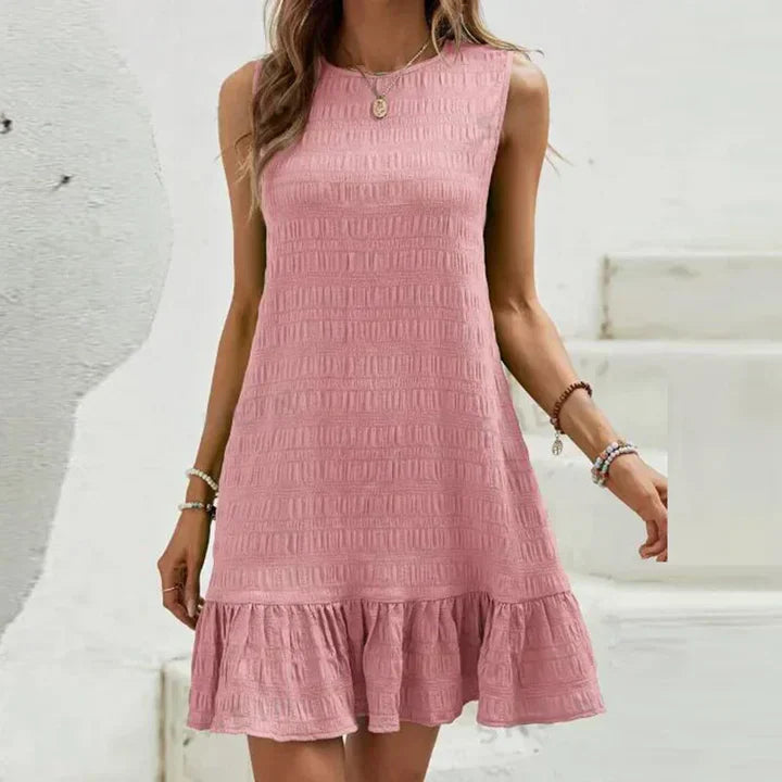 Vestido Corto Elegante Sin Mangas con Volante