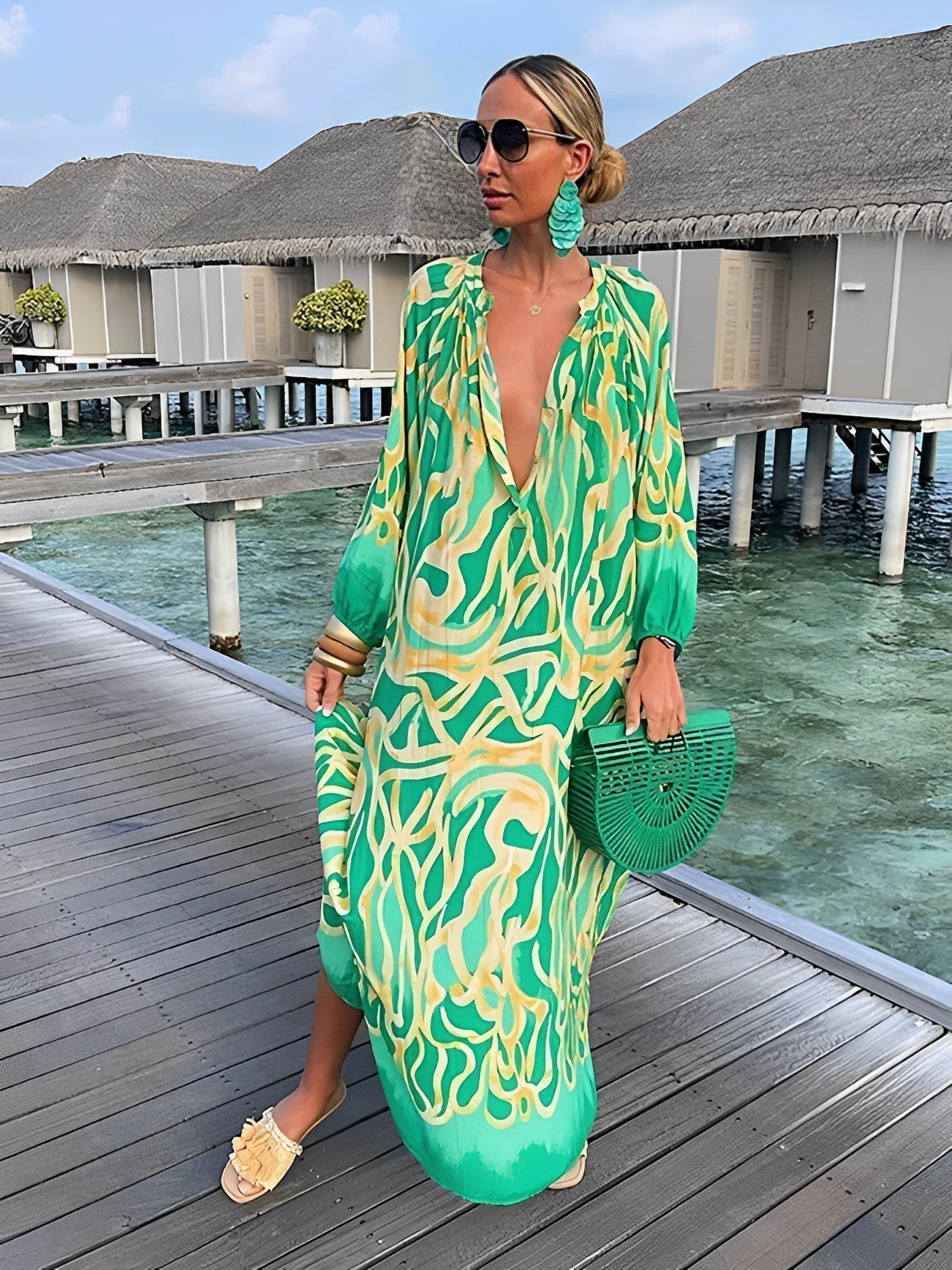 Vestido Boho Estampado Floral Grande