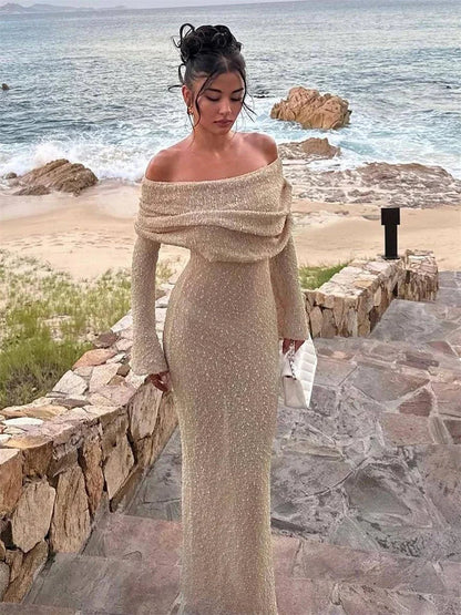 Vestido Maxi Elegante Hombros Descubiertos