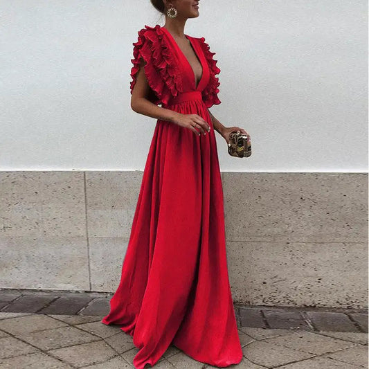 Vestido Fino Escote en V Elegante Mujer - Vestiria