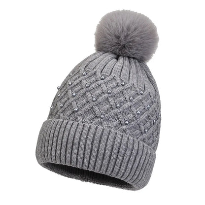 Gorro Tejido Mujer Pompón Abrigado