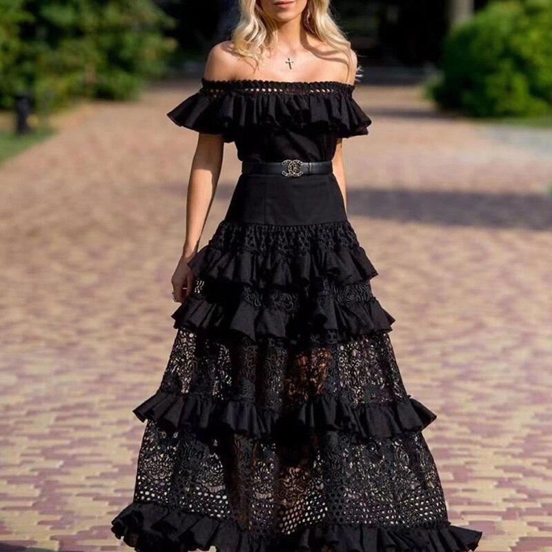 Vestido de Fiesta Largo con Encajes