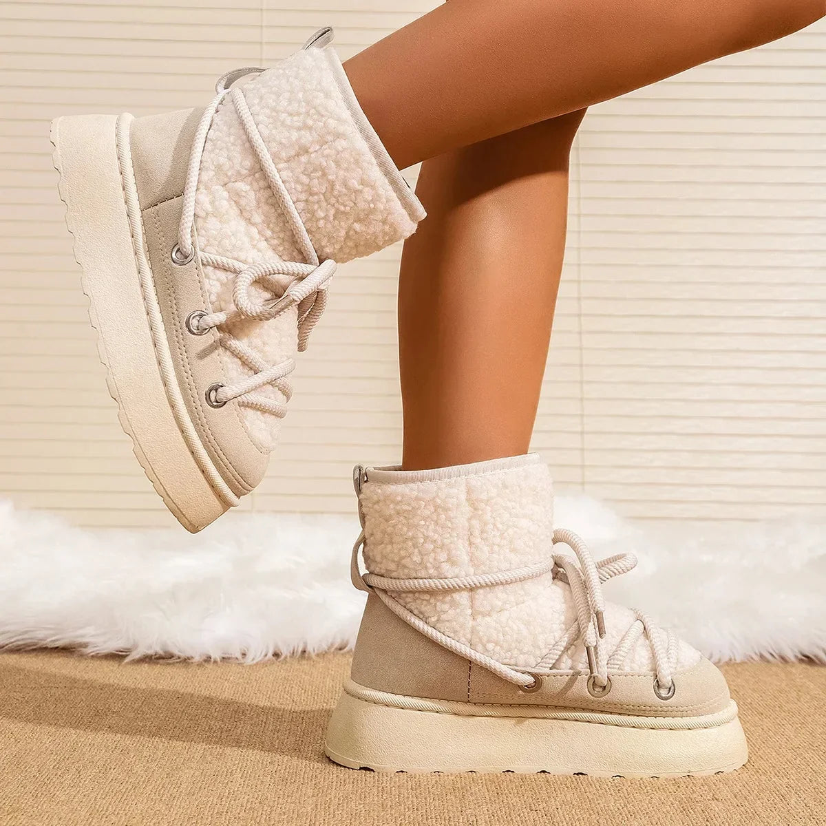 Botas Cuero Forradas Peluche Invierno - Vestiria