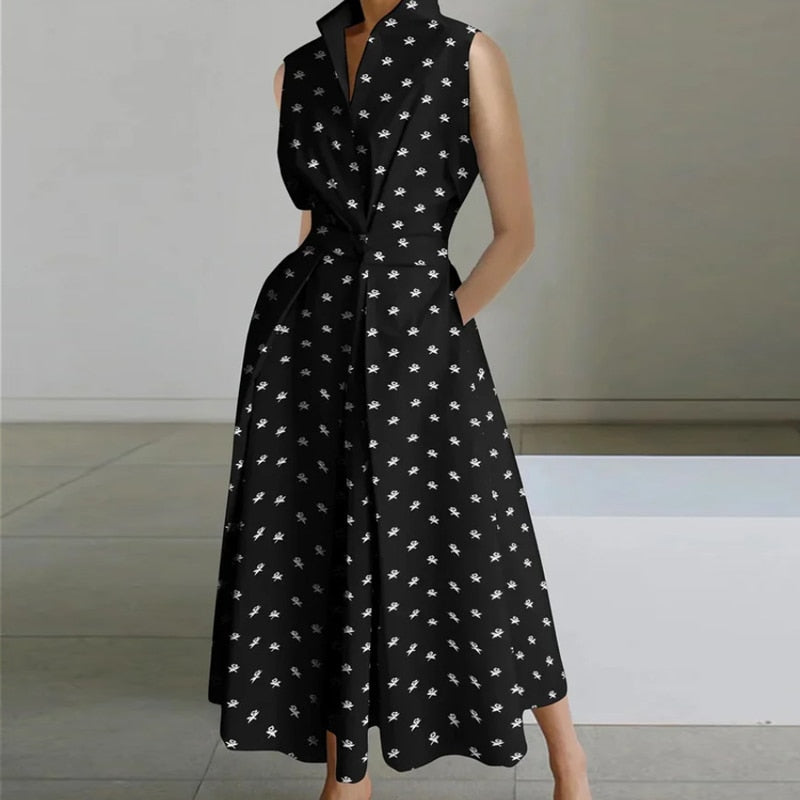 Vestido Mujer Estampado Chic Blanco Negro