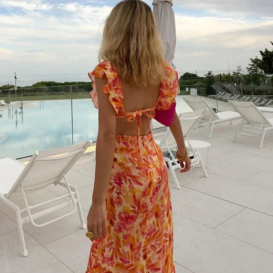 Vestido Estampado Floral con Encaje - Vestiria