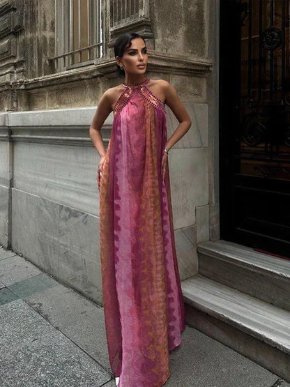 Vestido verano cuello halter elegante