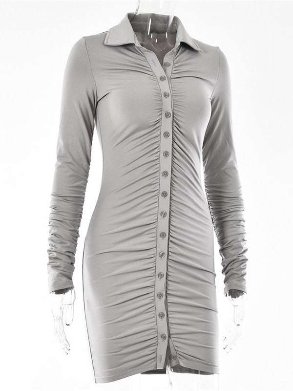 Vestido Cigarette con Cierre Botones Elegante