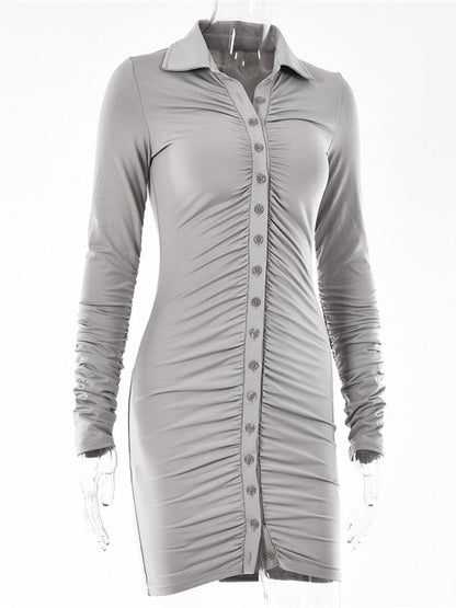 Vestido Cigarette con Cierre Botones Elegante