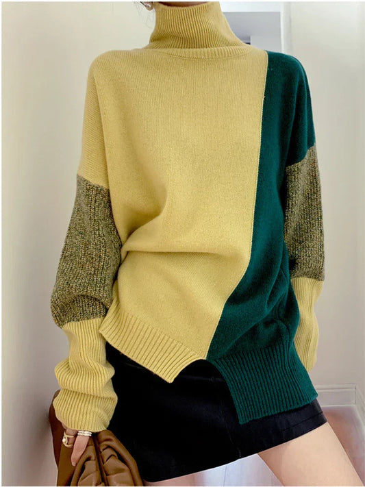 Sudadera Mujer Cuello Alto Con Contraste Deportiva - Vestiria
