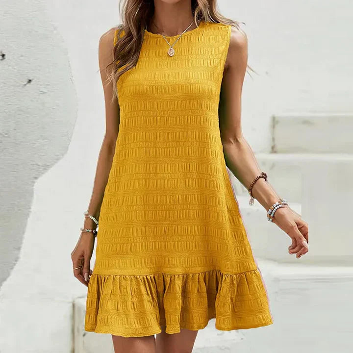 Vestido Corto Elegante Sin Mangas con Volante