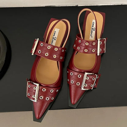 Merceditas Mujer Rojas con Hebilla Clásicas
